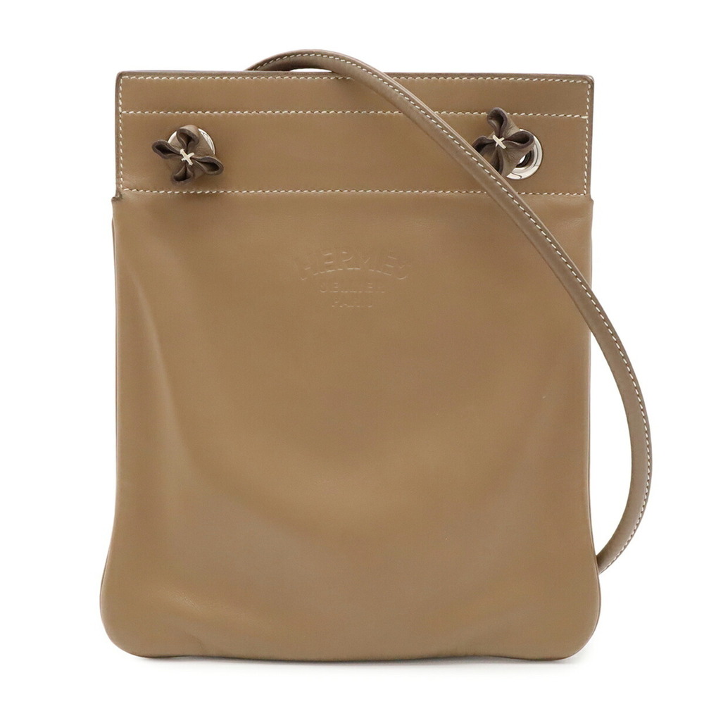 HERMES Sac Aline Mini Shoulder Bag Pochette, Veau Swift Leather, Etoupe Greig...